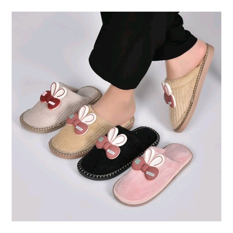 Pantoufles Femme Mules Douces Hiver Lapin Tendance