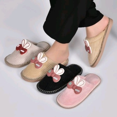 Pantoufles Femme Mules Douces Hiver Lapin Tendance